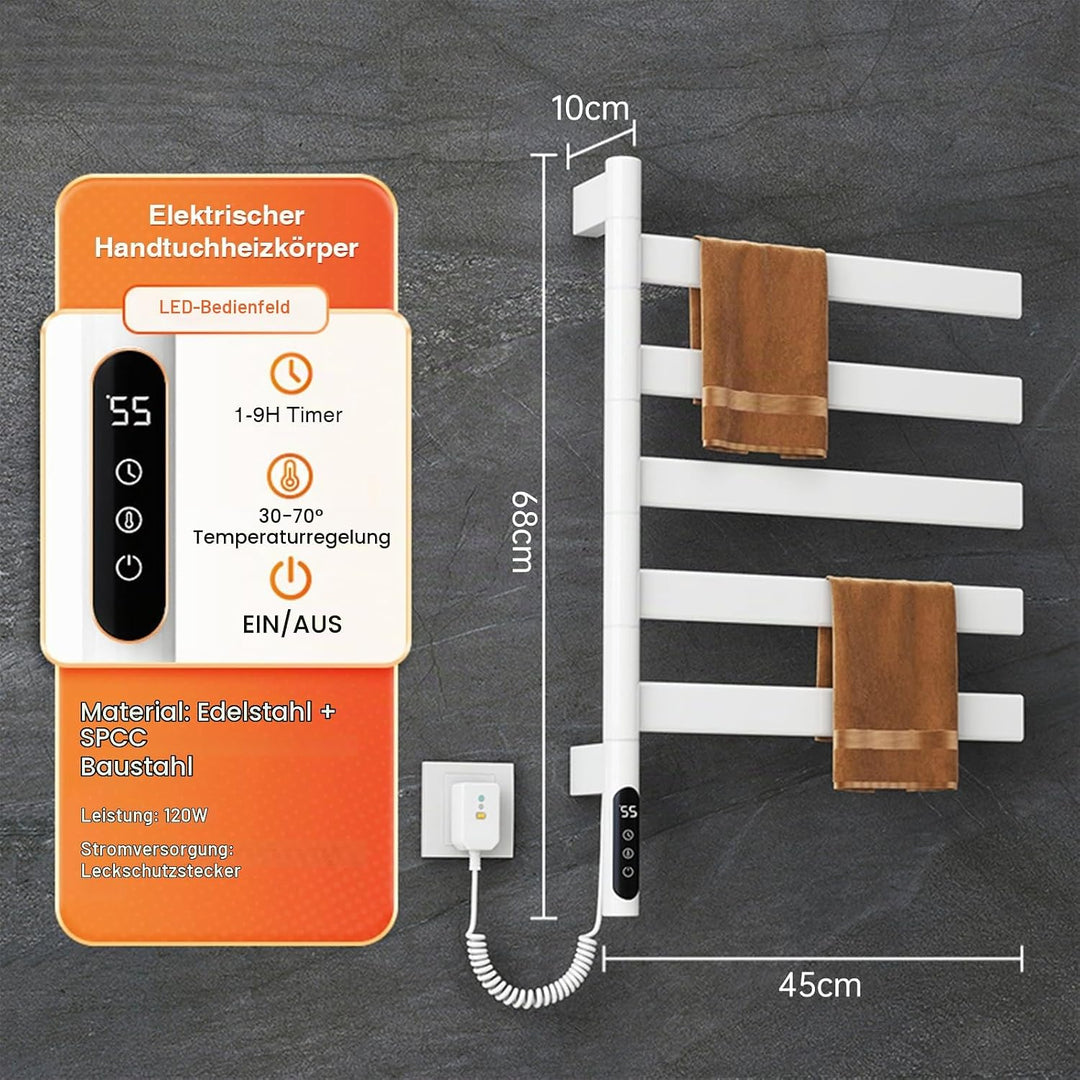 180°Drehung Handtuchheizkörper Elektrisch Bad Handtuchtrockner Elektrisch HandtuchwäRmer Elektrisch