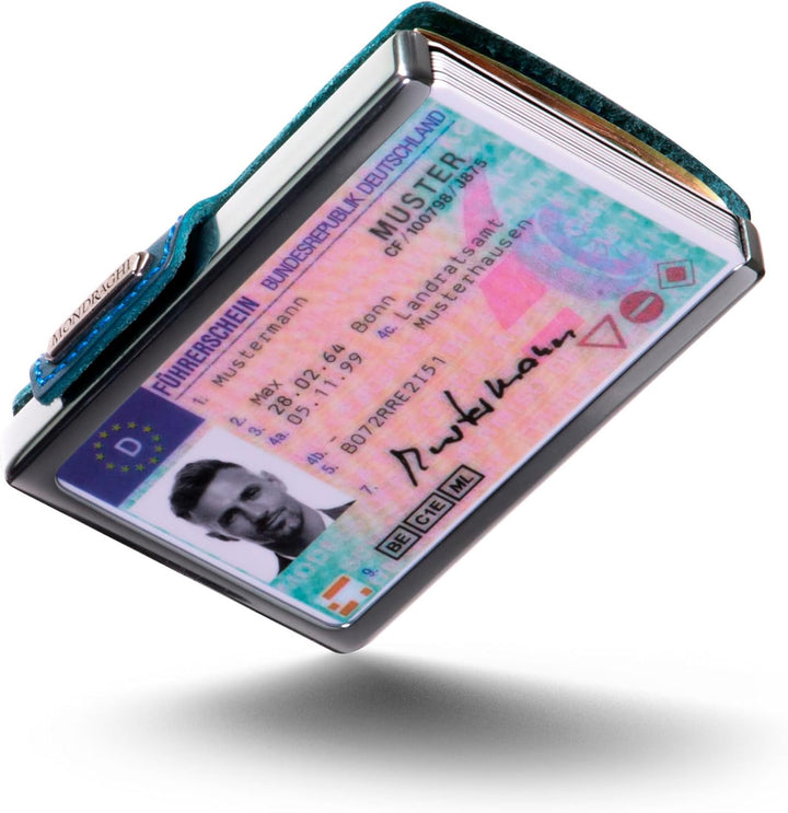 Mondraghi® Mini-Wallet. Ultraleichte Geldbörse mit Narbenleder. Kleiner Geldbeutel mit RFID-Schutz-C