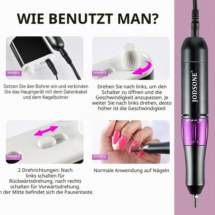 JODSONE Professioneller Nagelbohrer, 45000 U/min, wiederaufladbare Nagelfeile für Nagelgelentfernung