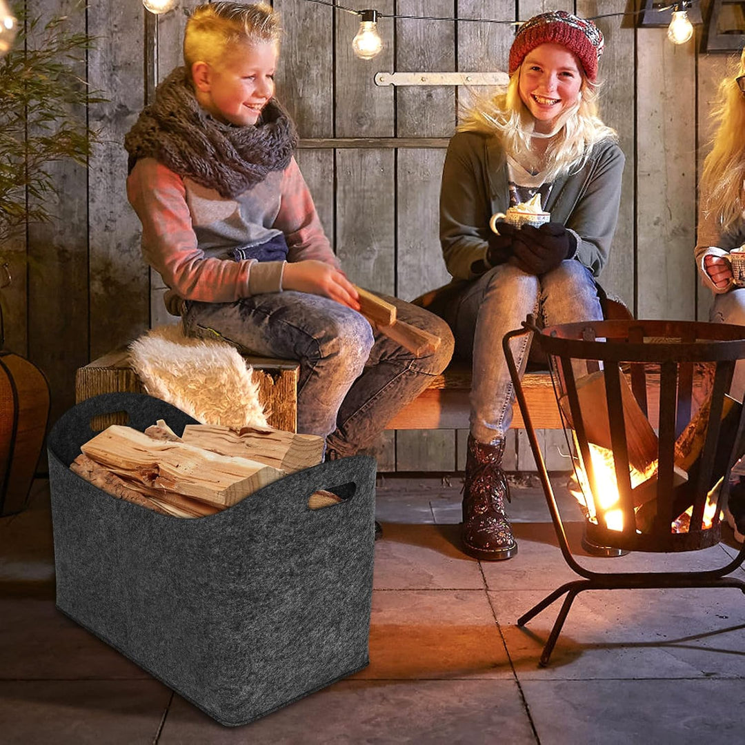 2PCS Holztasche aus Filz Holzkorb für Kaminholz Feuerholzkorb mit Griff für Brennholz &amp; Zeitungen Ka