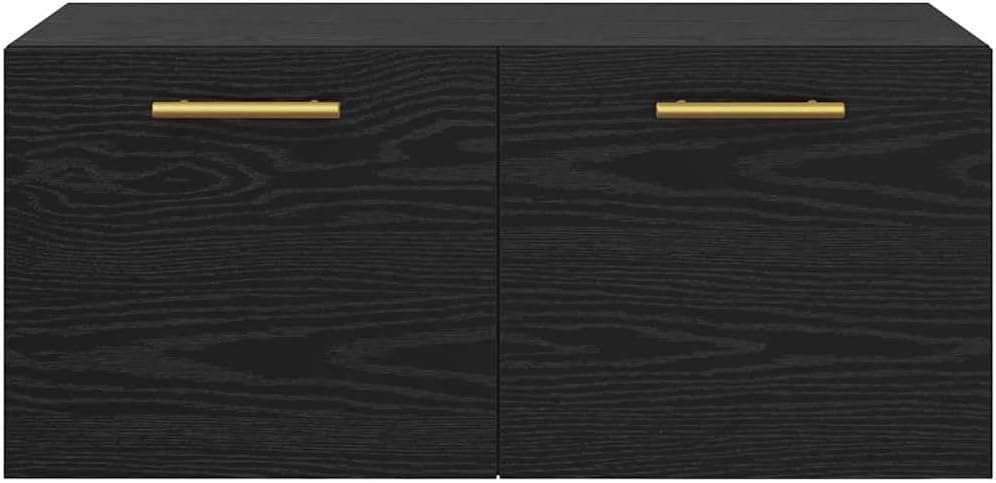 vidaXL Wandschrank Wandmontiert Schwarz Eichen-Optik 80 x 36.5 x 35 cm, Grosszügiger Stauraum, moder