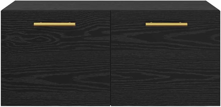 vidaXL Wandschrank Wandmontiert Schwarz Eichen-Optik 80 x 36.5 x 35 cm, Grosszügiger Stauraum, moder