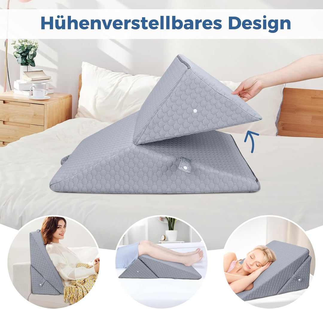 INFANZIA Verstellbares Keilkissen, Hochdichteschaum Lesekissen für Bett und Sofa, Ergonomisches Kopf