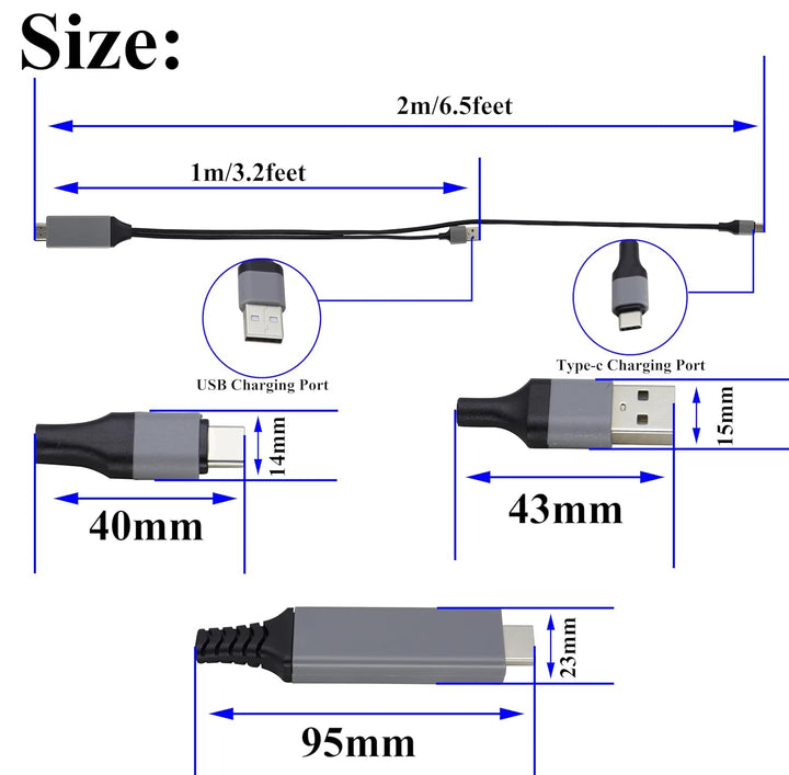 zdyCGTime 2-in-1 USB Typ C 3.1 Stecker und USB 2.0 A Stecker auf HDMI Stecker 4K@30HzHDTV Video- und