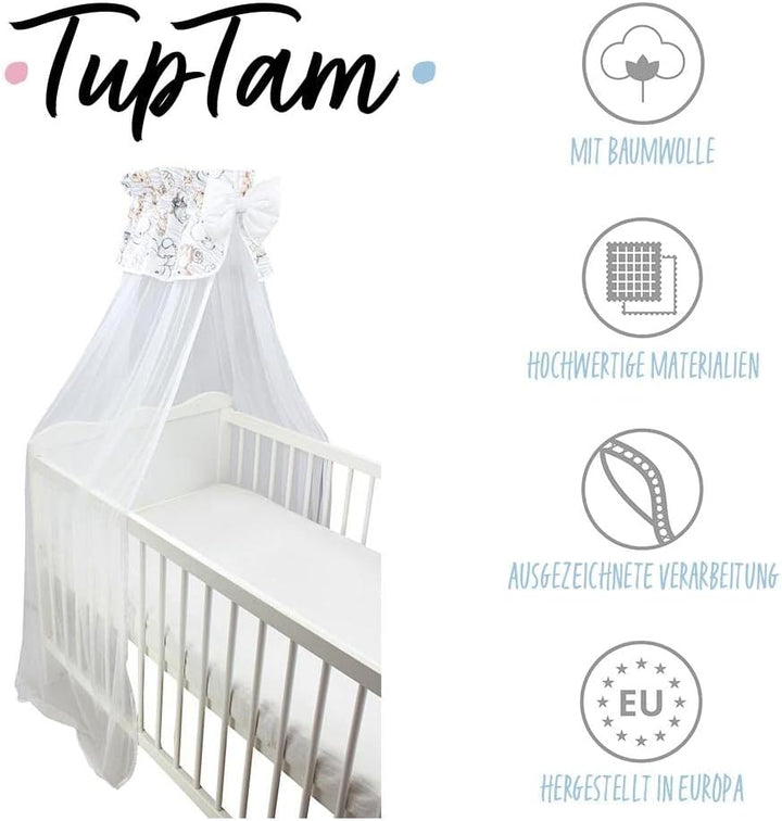 TupTam Babybett Himmel mit Schleife Transparent, Farbe: Safari, Grösse: ca. 170x240 cm H170 x B240 c