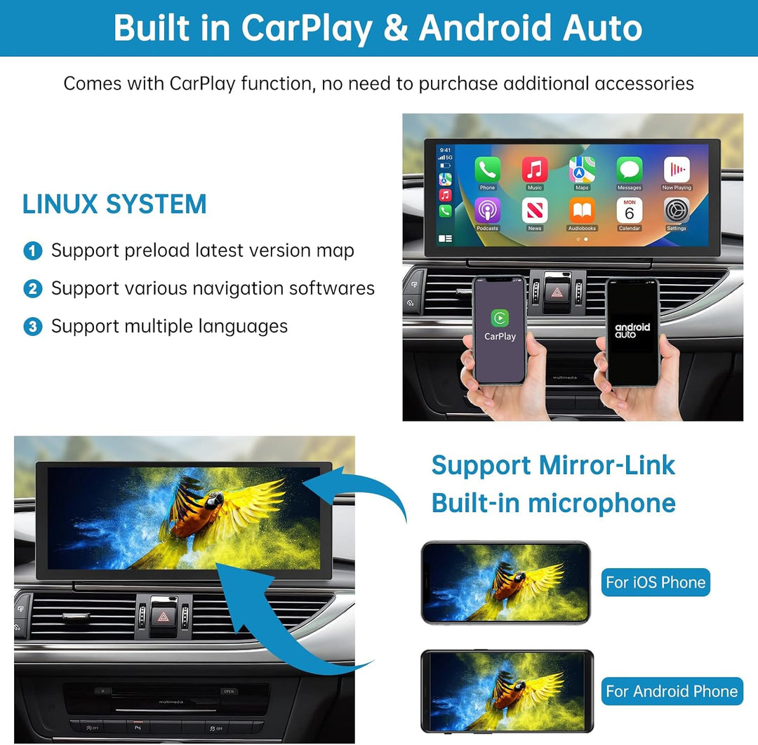 Autoradio 10,25 Zoll Touchscreen mit kabellosem Carplay &amp; Android Auto für 2016–2018 Audi A6 A7 mit