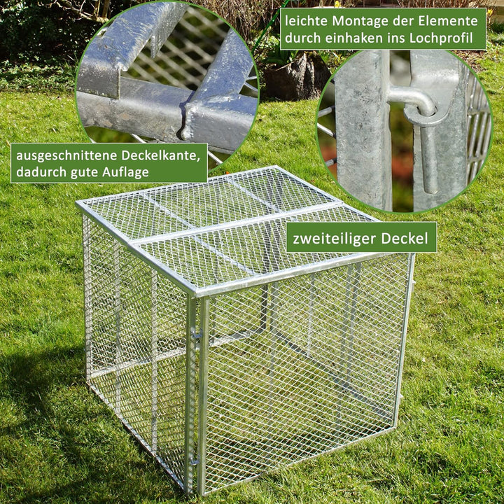 Komposter mit Deckel Metallkomposter 80x80x70cm Streckmetall Gartenkomposter Kompostbehälter incl. D