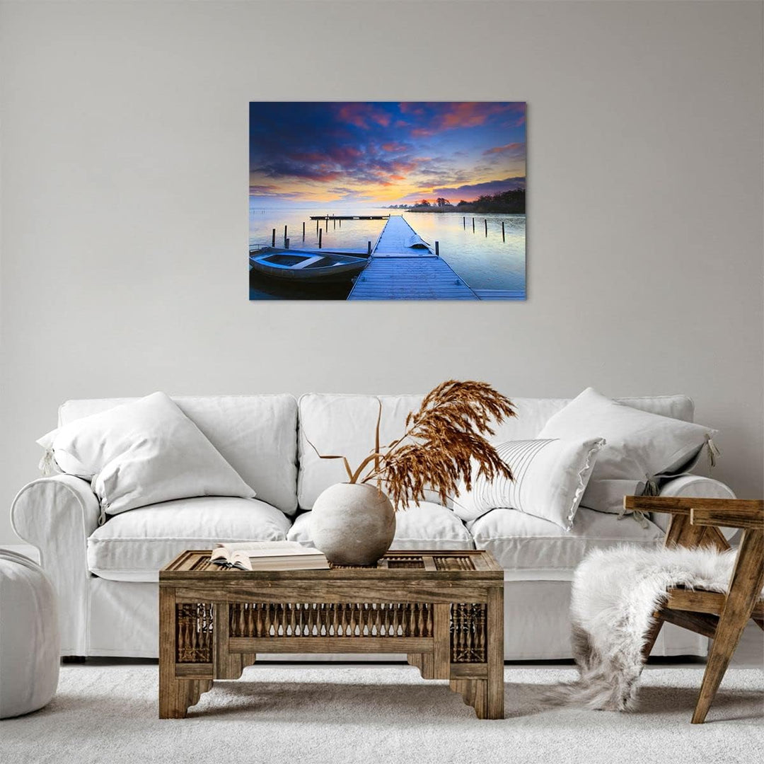 Bilder auf Leinwand Niederlande Natur Meer Sonnenuntergang Leinwandbild 70x50cm Wandbilder Dekoratio
