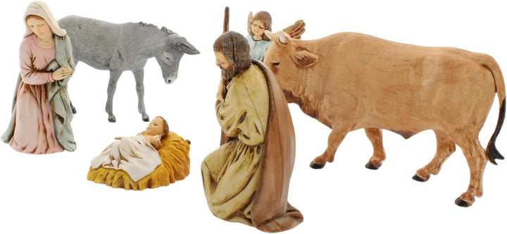 Moranduzzo Geburtsszene 6 Figuren für Krippe 11 cm Massstab 1:20 - Unzerstörbare Krippenfiguren - St