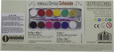 Eulenspiegel 212288 - Metall-Palette Circus Roncalli, 10 x 5 g Farben, 1 Glitter Classic Gold, 1 Gli