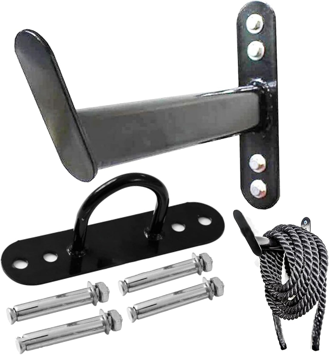 Battle Rope-Halterungen, Battle Rope-Wandmontageset - Stahl-Kampfseil-Wandhaken - Schwarzer Battle R