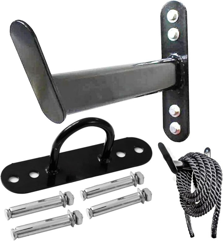 Battle Rope-Halterungen, Battle Rope-Wandmontageset - Stahl-Kampfseil-Wandhaken - Schwarzer Battle R