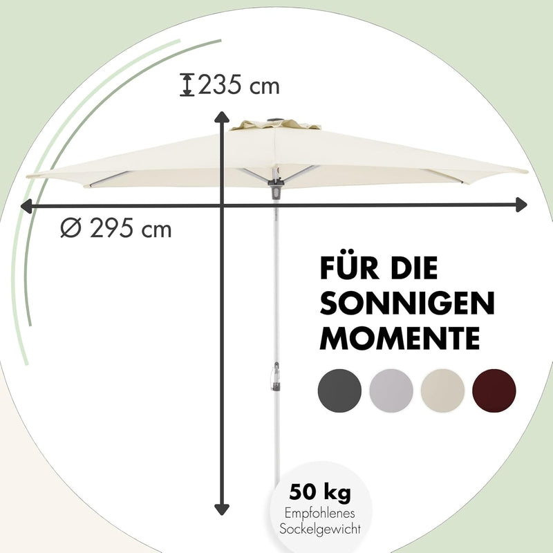 Doppler Sonnenschirm AluPro Neo Kurbel 305cm I 6-eckiger Sonnenschirm für Balkon & Terrasse I Schirm