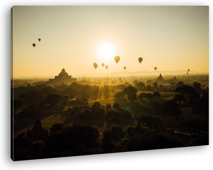 deyoli Heizluftballons fliegen über atemberaubender Landschaft Format: 100x70 als Leinwand, Motiv fe
