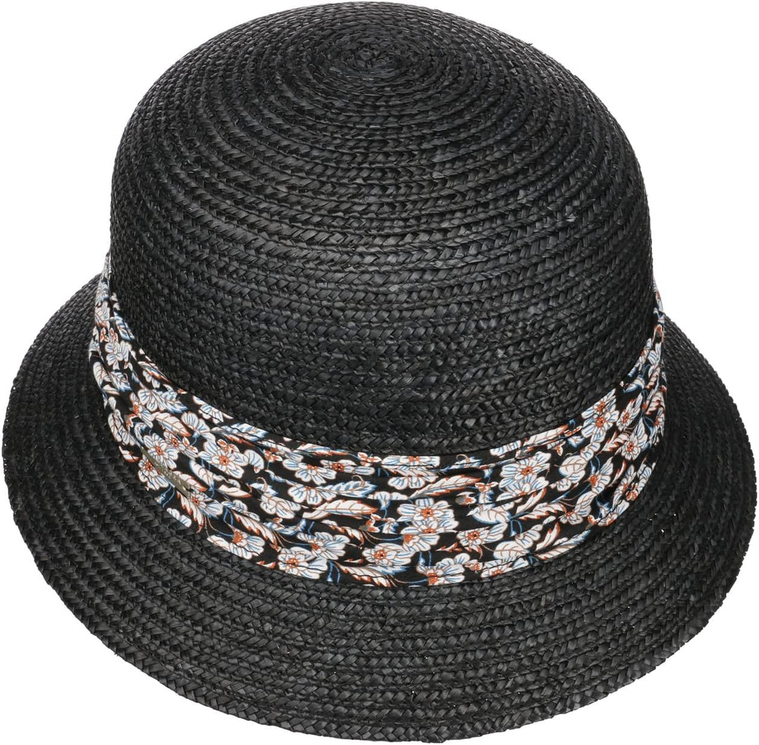 Seeberger Mariva Flower Bortenhut Strohhut Damenhut Sommerhut Sonnenhut Strohglocke (One Size - schw