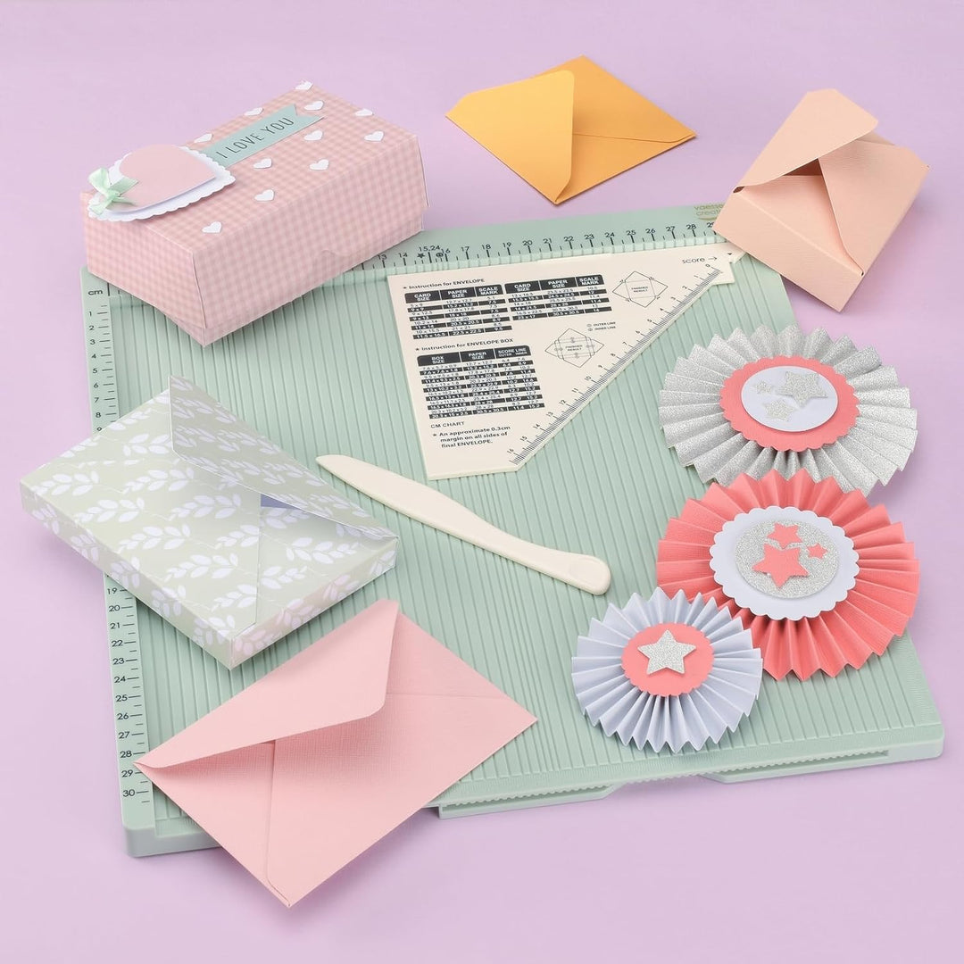 Vaessen Creative AMZBUN-0015 Bastelset-Falzbrett Score Easy 30,5 x 30,5 cm und 2-in-1 Kerbenstanzer