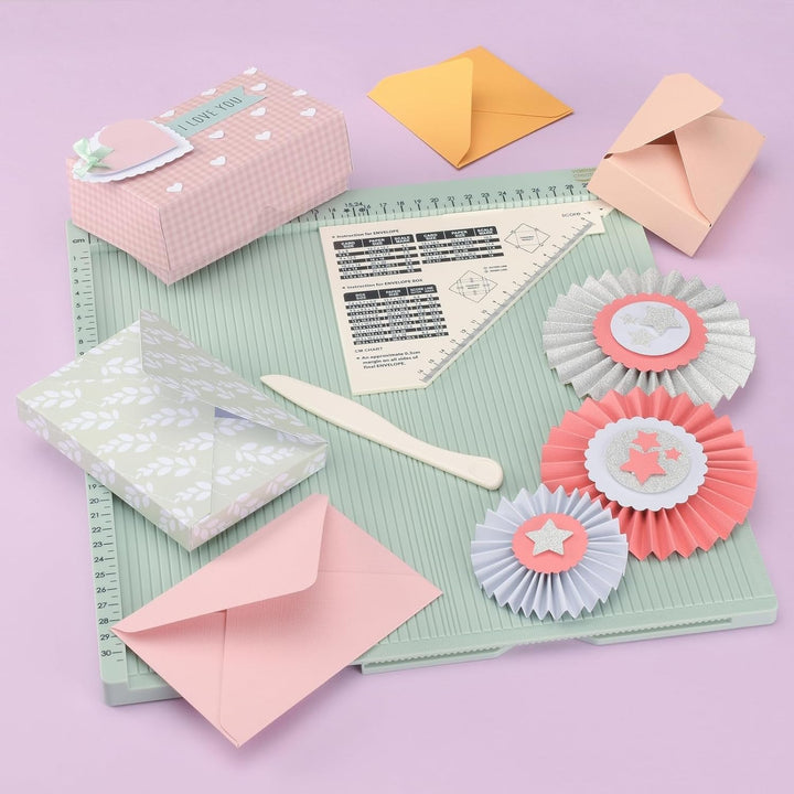 Vaessen Creative AMZBUN-0015 Bastelset-Falzbrett Score Easy 30,5 x 30,5 cm und 2-in-1 Kerbenstanzer