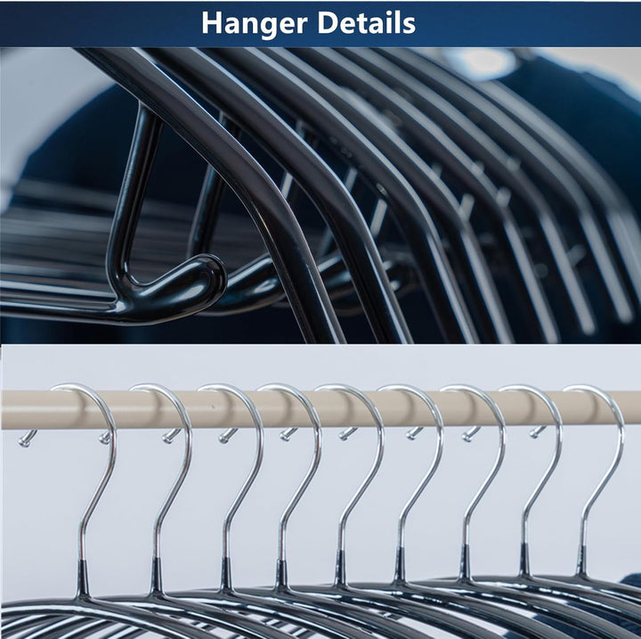 Kleiderbügel aus Metall 42 cm (10er Set) Schwarz - Gummibeschichtet Anti-Rutsch, verformungsfrei für