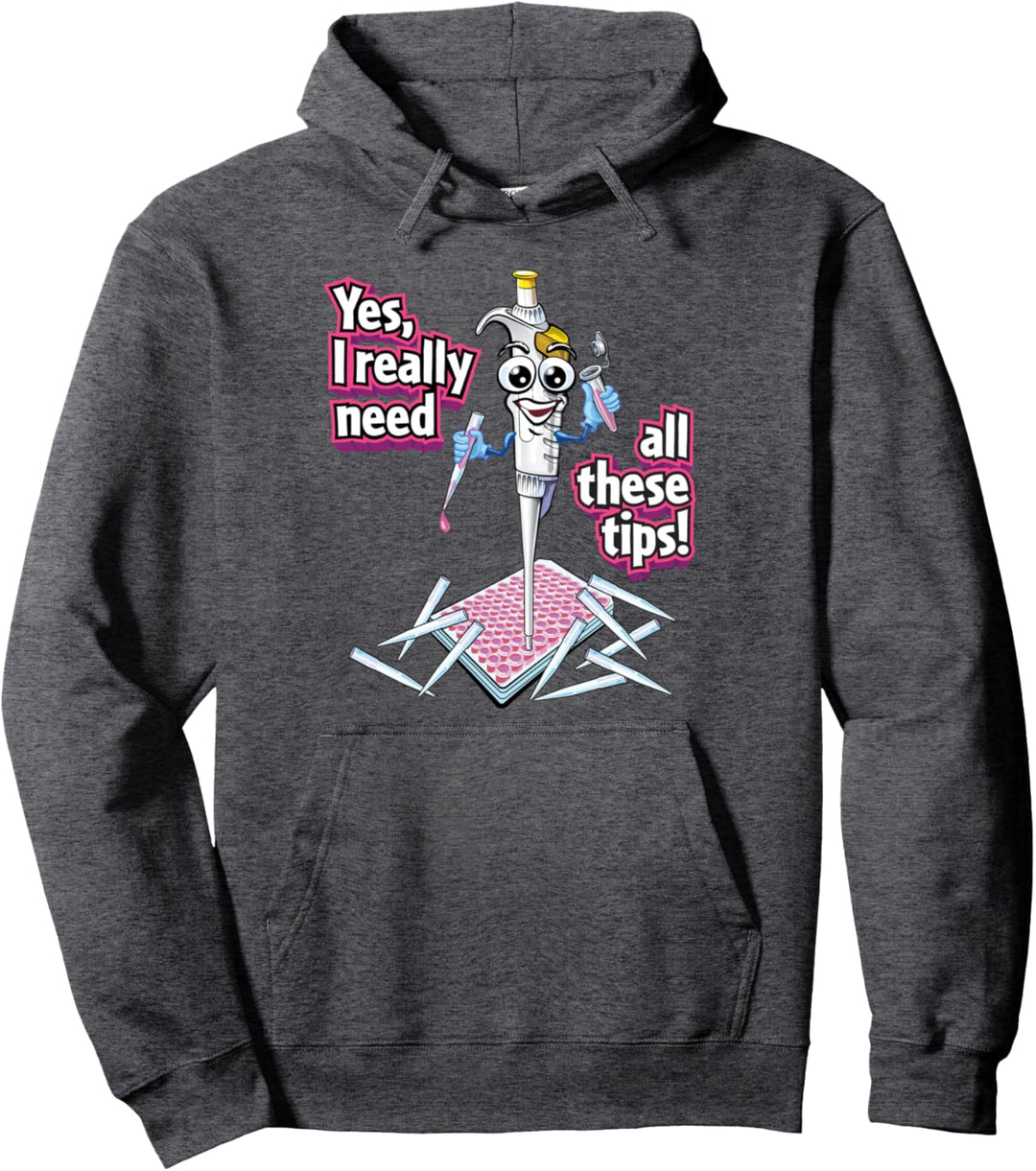 PCR Pipette Funny Cartoon with 96 Well Plate and Tips Gift Pullover Hoodie