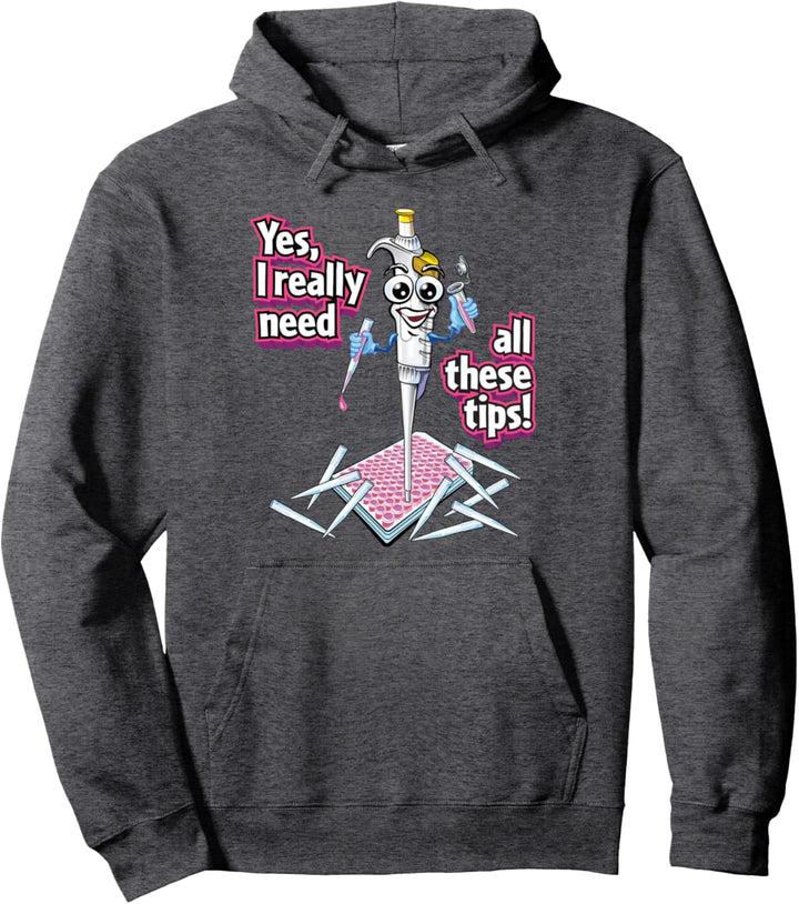 PCR Pipette Funny Cartoon with 96 Well Plate and Tips Gift Pullover Hoodie