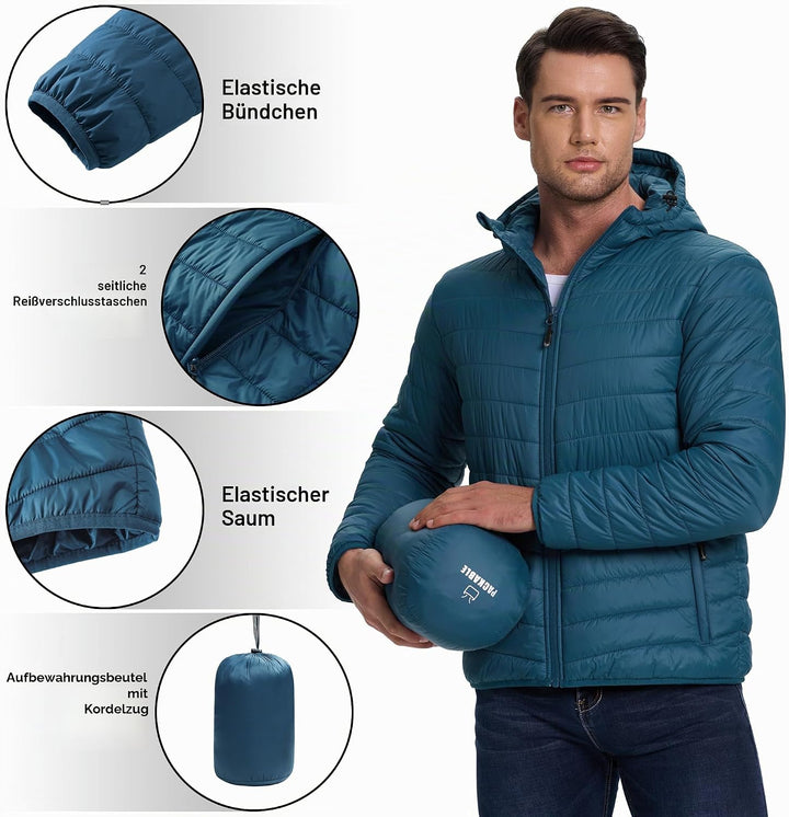 33,000ft Herren Leichte Steppjacke Outdoor Wasserbeständige Übergangsjacke Warme Winterjacke für Män