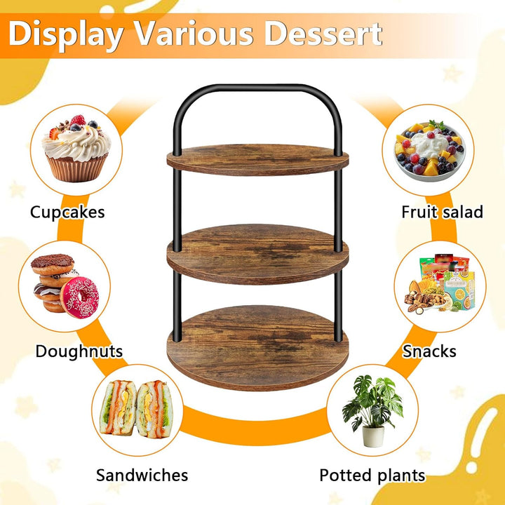 2Pcs KuchenstäNder Aus Holz, 3-Etage KuchenstäNder FüR 100 Cupcakes, GrossEr Runder KuchenstäNder Au