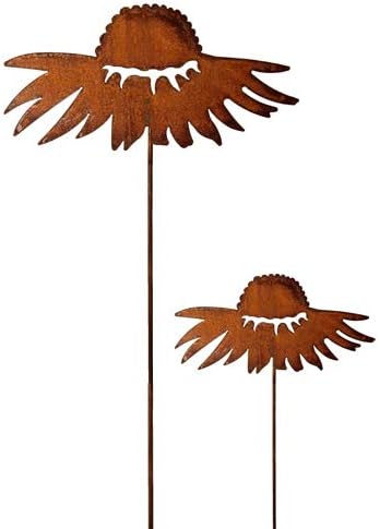 Bornhöft Gartenstecker Blume Beetstecker Topfstecker Metall Rost Gartendeko Edelrost Sonnenhut 2er S