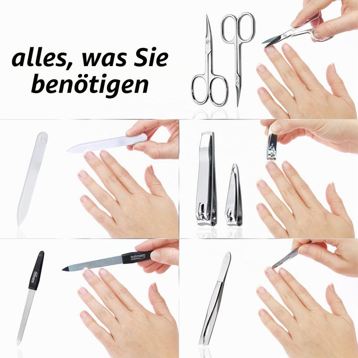 marQus Maniküre Set Damen und Herren Solingen Made in Germany 7 Teile mit patenierter Glasfeile für