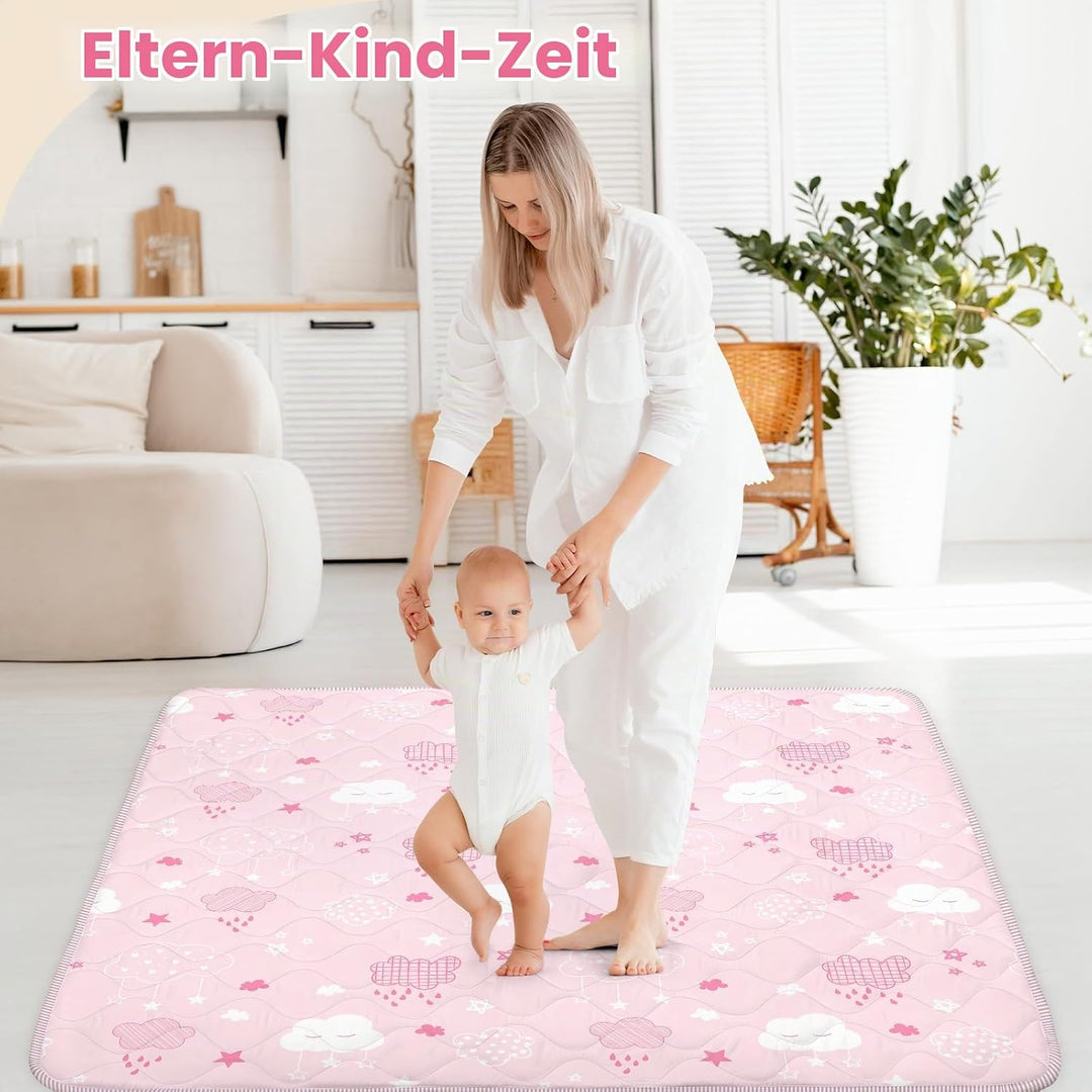 Krabbelmatt Baby 127x127cm,Faltbar Spielmatte Baby,Weiche Dicke Krabbeldecke maschinenwaschbare für