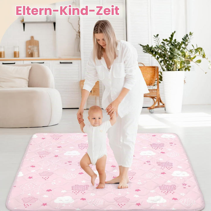 Krabbelmatt Baby 127x127cm,Faltbar Spielmatte Baby,Weiche Dicke Krabbeldecke maschinenwaschbare für
