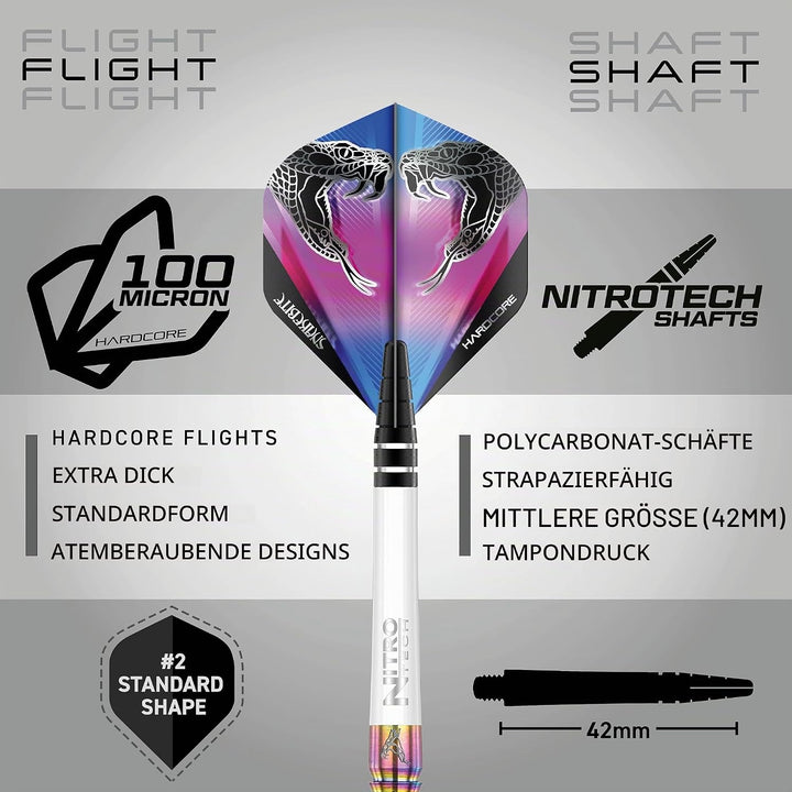 RED DRAGON Peter Wright Snakebite 1 Profi Dartpfeile Tungsten Darts Set mit Flights und Schäfte 18.0