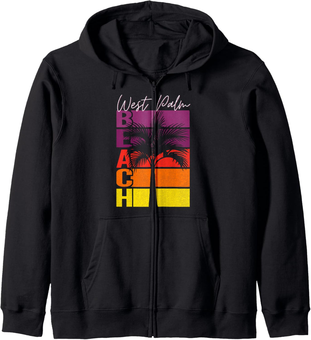 West Palm Beach Vintage Retro Sonnenuntergang Palmen Kapuzenjacke