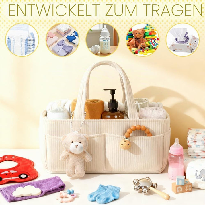 Wickeltasche Organizer, Tragbarer Wickelkorb mit Fächern &amp; Griffen, Large Wickel Organizer, Diaper C