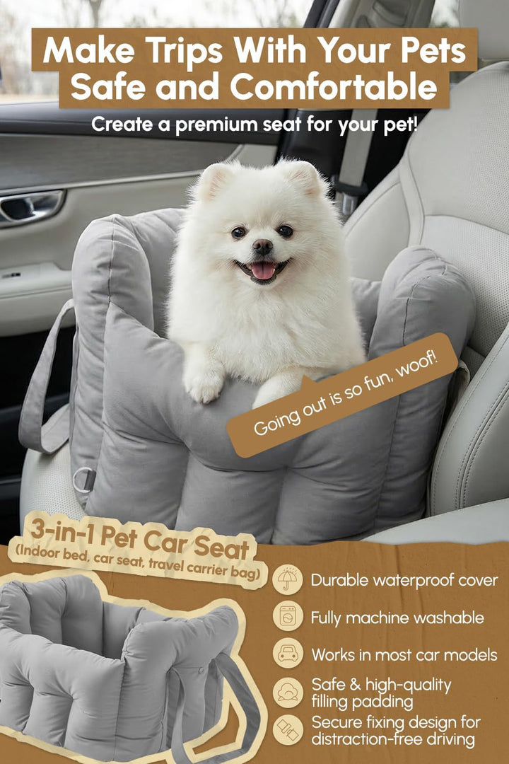 Hund Autositz kl. Hunde, wasserdichter Welpen Autositz, Grau S, Grau
