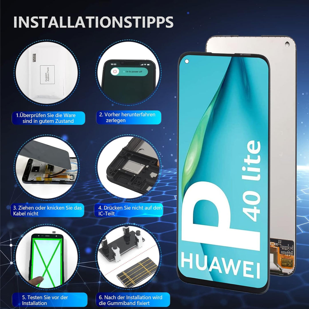 RongZy Kompatibel mit Huawei P40 Lite 4G Ersatz Bildschirm LCD Display und Touchscreen-Digitizer mit