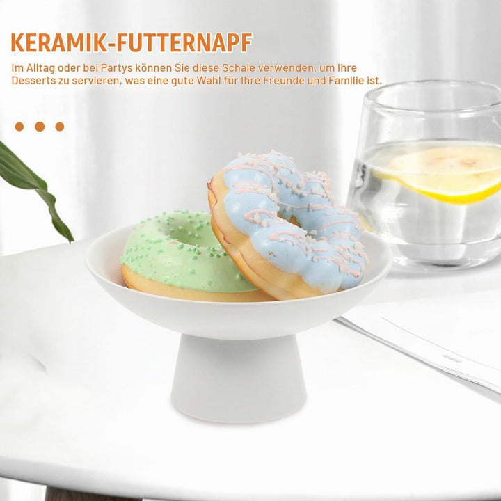 Cabilock Keramik Obstschale Mit Fuss 3 Zoll Hohe Weisse Servierschale Für Snacks Desserts Und Obst D