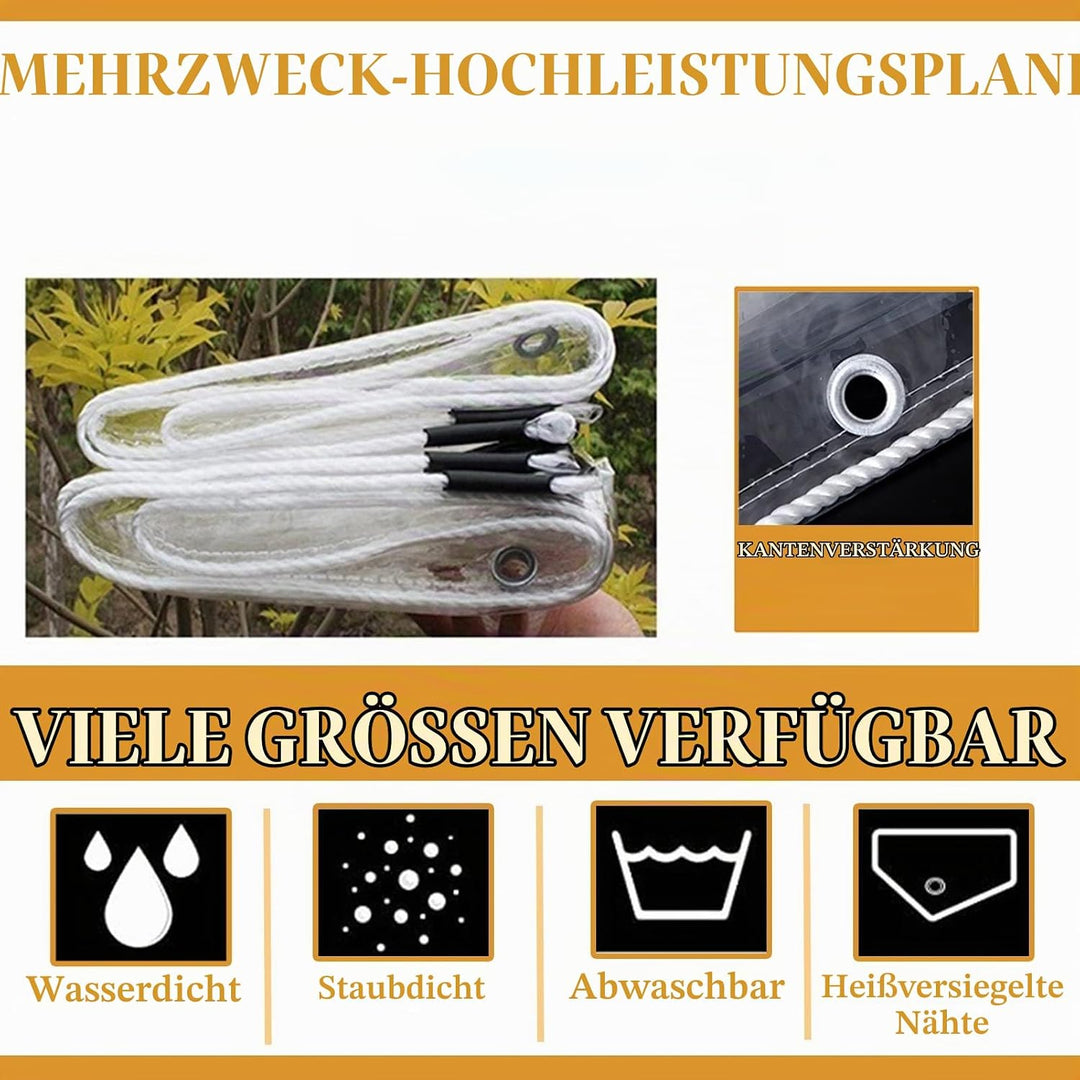 HIYOUGO Plane wasserdichte Transparente, PVC-Material Abdeckplane mit ösen, Vordächer Klare Kunststo
