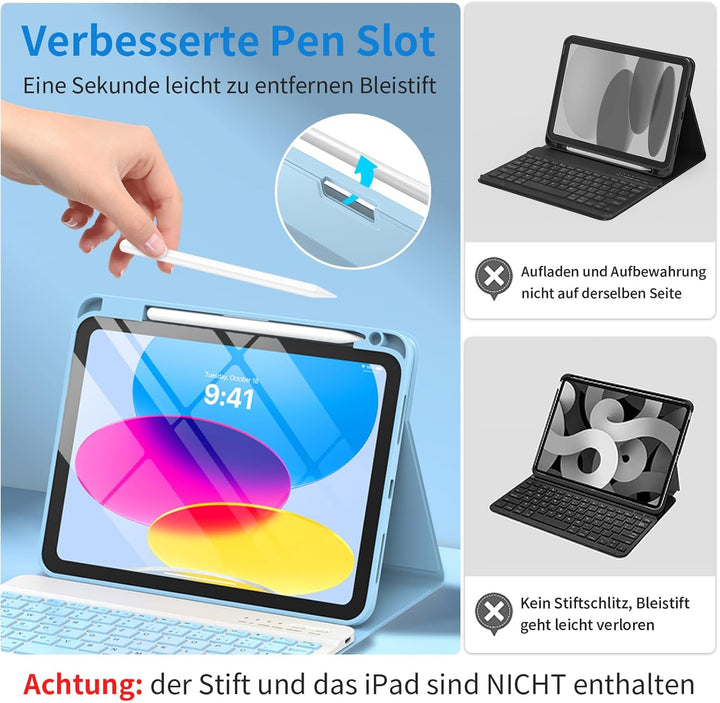 Tastatur Hülle für iPad A16 11 Generation 11 Zoll 2025/10 Generation 10,9 Zoll 2022, Schutzhülle mit