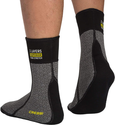 Cressi Thermal Udersuit Socks - Thermosocken für Trockenanzüge, Schwarz/Grau, Unisex für Erwachsene,