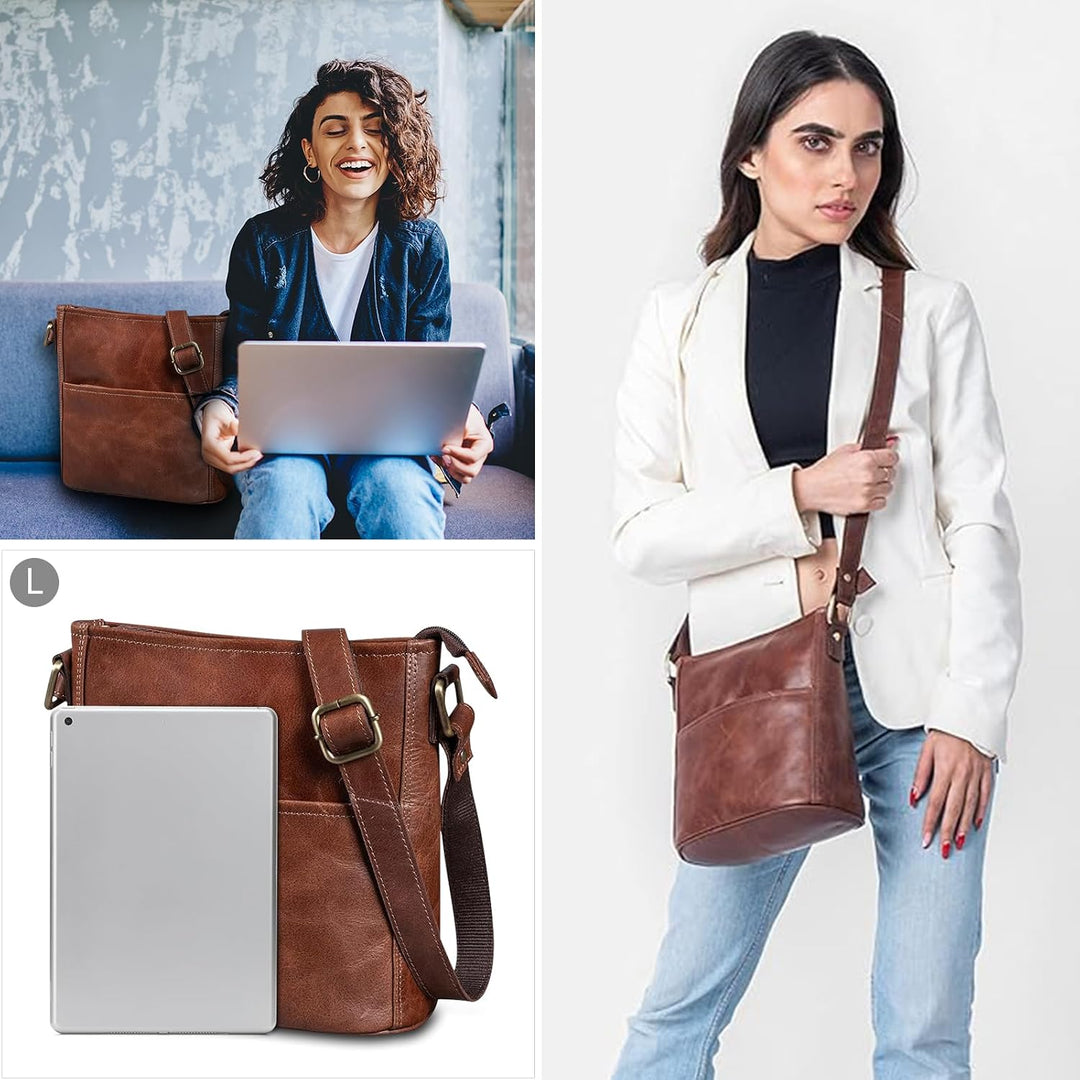 LEABAGS Leder Handtasche Damen I Premium Echtleder Umhängetasche I Damen Schultertasche I Damentasch