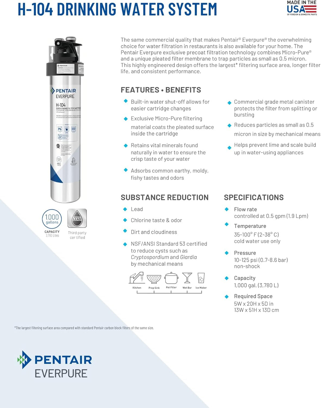 Everpure H-104 Water Filter Replacement Cartridge (EV9612-11) by Everpure Filtern, Filtern