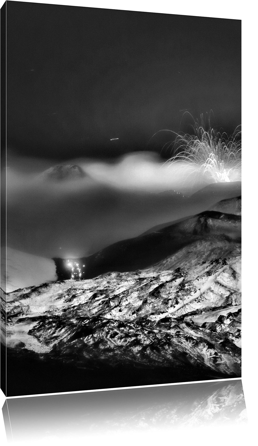 Pixxprint Monocrome, Gefährlicher Vulkanausbruch, Format: 100x70 auf Leinwand, 100x70