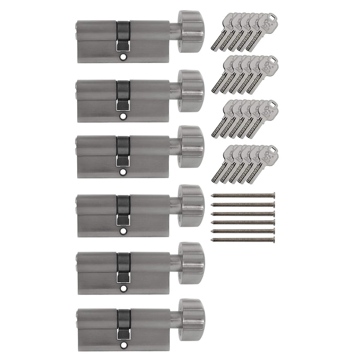 6x Zylinderschloss mit Knauf 60 mm 30/30 KD gleichschliessend inkl. 20 Schlüssel