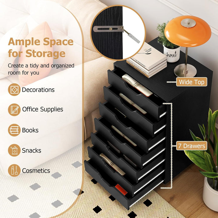 KOMFOTTEU Rollcontainer mit Schubladen, mobiler Aktenschrank Schubladenschrank mit Räder, Bürowagen
