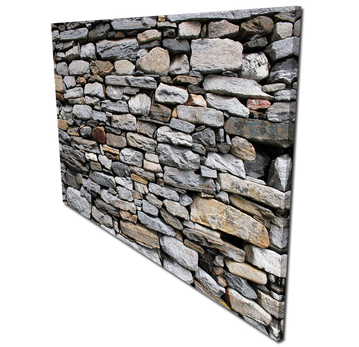 wandmotiv24 Garderobe Steinmauer Grau Querformat - 69x40 (BxH) - Leinwand Wandgarderobe, inklusive G