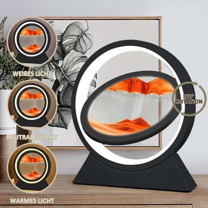 Ulikey Sandbilder Zum Drehen, 3D Dynamische Sandbild mit Led Licht, 10 Zoll Bewegende Sandkunst, Fli