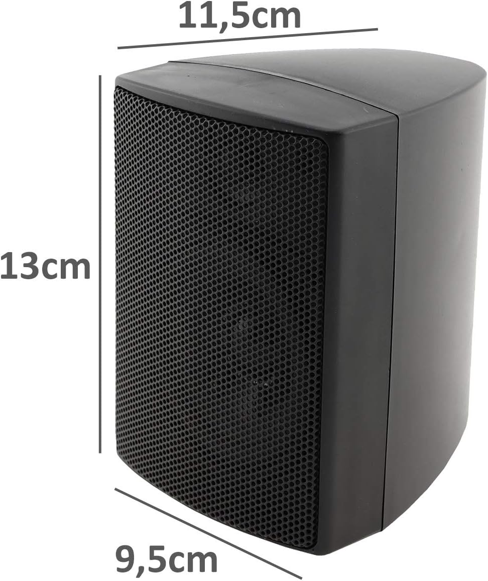 ChiliTec 2-Wege Lautsprecher Schwarz, Paar, Wand-Lautsprecher für HiFi Stereoanlage Heimkino, 40Watt