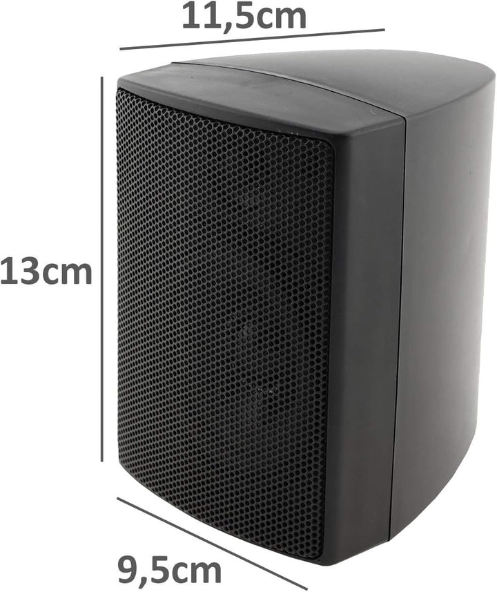 ChiliTec 2-Wege Lautsprecher Schwarz, Paar, Wand-Lautsprecher für HiFi Stereoanlage Heimkino, 40Watt