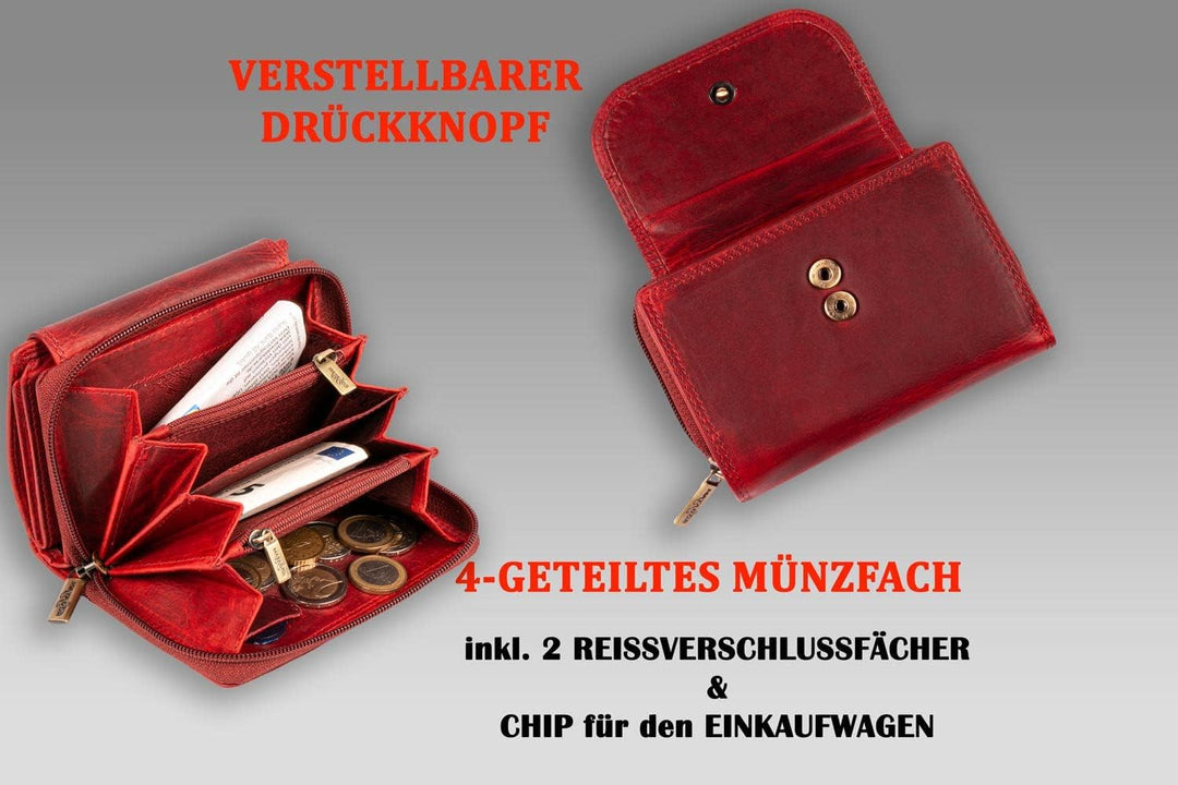 MATADOR® Echt Leder Geldbörse Damen Portemonnaie für Frauen TüV geprüfter RFID & NFC Schutz Geldtasc