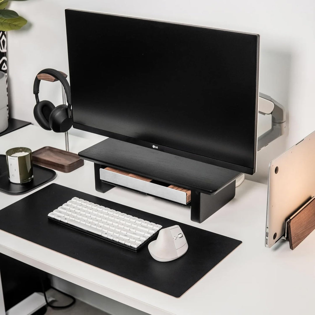 Raico Schreibtischregal, kleiner Monitorständer, Mini-Setup-Cockpit Schwarzes Holz Small | 47cm, Sch